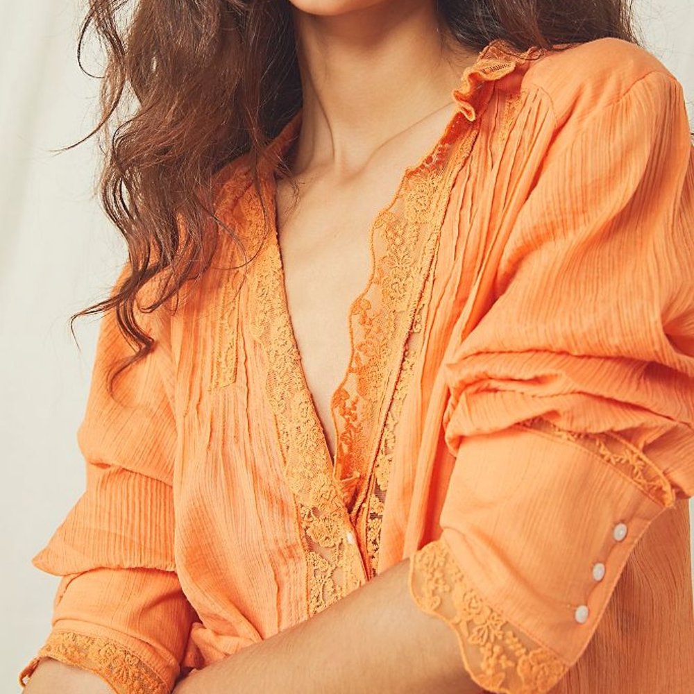 Free People Clemence Buttondown - Super Tropical Size XL - Picture 8 of 17